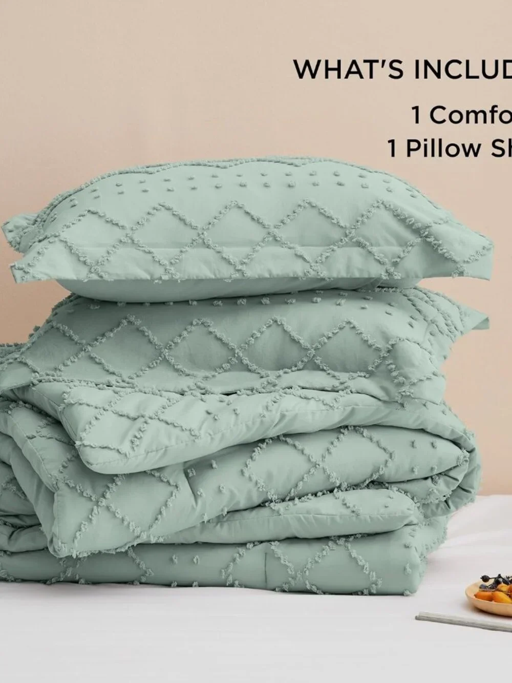 Twin Comforter Set - Sage Green Comforter, Boho Tufted Distressed Vintage Beddin